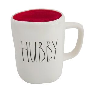 Rae Dunn "Hubby" Ivory & Red Large 16 oz Ceramic Coffee Mug